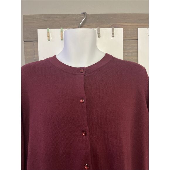 Quacker Factory Women’s Red Cardigan Sequins Tree Embroidered Long Sleeves Large - Picture 5 of 12